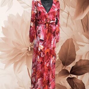Elegant Red Floral Maxi Dress